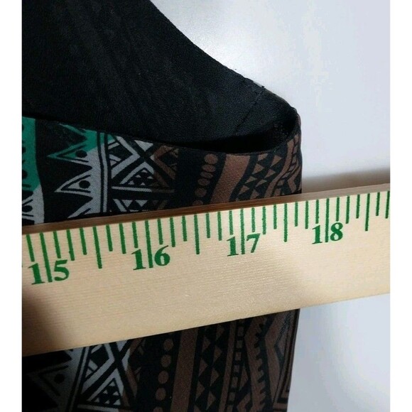 ECI Beaded Tank Top Sz 10 Sheer Lined Flowy Boho Chic Tribal Geometric Aztec - Picture 3 of 9